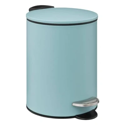 Afbeelding van 5Five kleine pedaalemmer metaal ijsblauw 3L 16 x 25 cm Badkamer/toilet Pedaalemmers