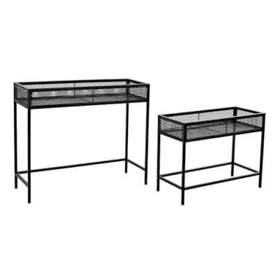 Afbeelding van Home ESPRIT Bloempotset, zwart, metaal, 70 x 25 60 cm