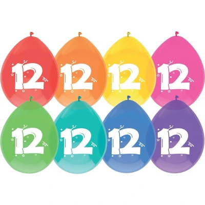 Afbeelding van Ballonnen 12 jaar frisse kleuren 8 stuks