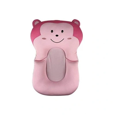 Afbeelding van Baby Bather Badmat, Moonvvin Drijvend Zacht Badkussen &amp; Ligbed Pasgeboren Pad (Roze Aap Zonder Haak)