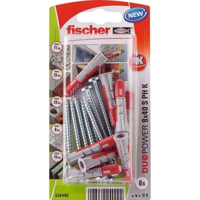 Afbeelding van Fischer plug duopower 8x40mm met bolkopschroef 8 stuks