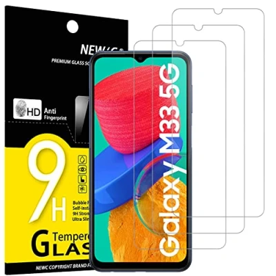 Afbeelding van NEW&#039;C 3 Stuks, Screen Protector voor Samsung Galaxy M33 5G (6.6 Inch), Gehard Glass Schermbeschermer Film 0.33 mm ultra transparant, resistent