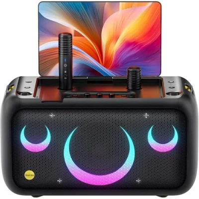 Afbeelding van Ikarao Break X1 Karaoke Machine met 13,3&quot; Touchscreen, 800W Bluetooth Speaker, 2 Draadloze Microfoons en LED Verlichting Ideaal voor Verjaardagen, Feesten &amp; Zowel Binnen als Buiten Gebruik