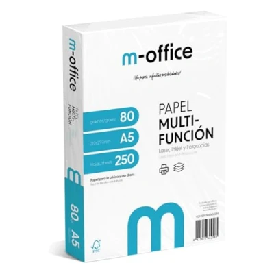 Afbeelding van A5 papier, 80 g, verpakking met 250 vellen, multifunctioneel papier voor inkjet en laserprinters, 148 x 210 mm, ideaal kantoor thuis, m (250 vellen)