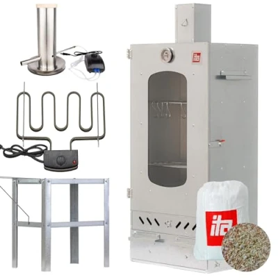Afbeelding van ITA Elektrische Rookoven 7012 Smoker Set met Verwarming, Tafel, Rookgenerator Rookkast Raam &amp; Schoorsteen Gelegeerd Staal EU Kwaliteit, Direct van de Fabrikant