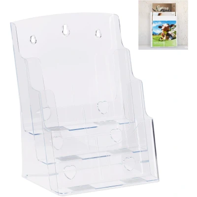 Afbeelding van Relaxdays 2 x folderhouder A4 brochurehouder folderstandaard flyerhouder 3 etages
