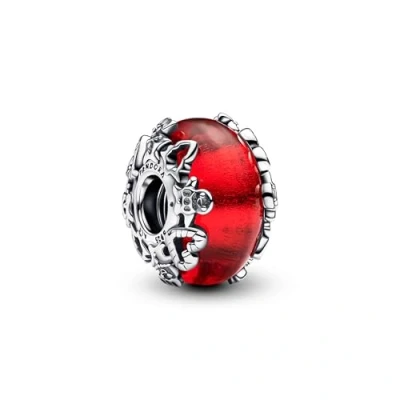 Afbeelding van Pandora 793597C00 Christmas Magic Murano Glass Charm Bedel inStock horloge RoodZilverkleur