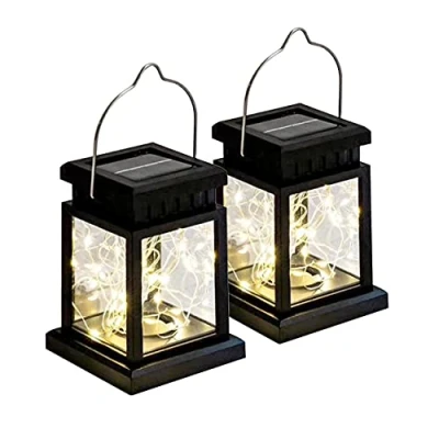 Afbeelding van LED Solar lantaarn Solarglas 20 LEDs (2m lichtsnoer) warm wit incl. batterij 2 glazen in set tuinlamp zonnelamp (2x met strip)