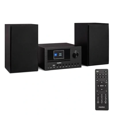 Afbeelding van Medion P85003 Micro audiosysteem Internet/DAB+/PLL FM stereoradio met elk 40 voorkeuzezenders 2,8&#039;&#039; TFT kleurenscherm Bluetooth 5.0 CD speler WLAN USB 2 x 15 RMS