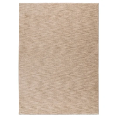 Afbeelding van Lalee Pandora gemêleerde vloerkleed gestreept Modern uni tapijt laagpolig korte franjes 200x290 cm beige