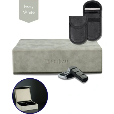 Afbeelding van Inside Safe Faraday Box Autosleutel Ivory White RFID Antidiefstal Keyless Entry Hoesje Beschermhoes