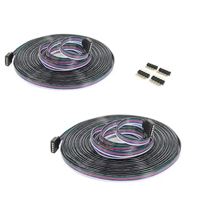 Afbeelding van 2 stuks / verpakking 5 m LED RGBW strip pin verlengkabel connector uitbreiding aansluiting verdeler kabel voor polig 5050 3528 2835 licht