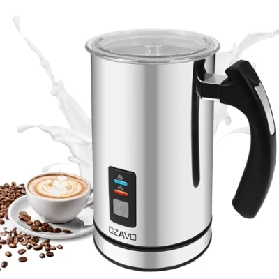 Afbeelding van OZAVO Elektrische melkopschuimer Roestvrij staal Koffiemelk Heet Koud Non stick Temperatuurregeling Strix niveau indicator, Cappuccinatore, Roestvrij, Zilver 240 ml capaciteit, 500 W melkopschuim