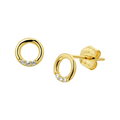 Afbeelding van Trendjuwelier huiscollectie Oorknoppen Rondje Zirkonia Geelgoud