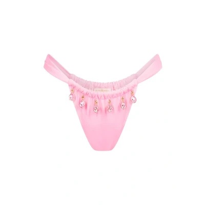 Afbeelding van Moda Minx Selene Droplet Rouched Fixed Bikinibroekje, Dames, Maat: XS, Pink