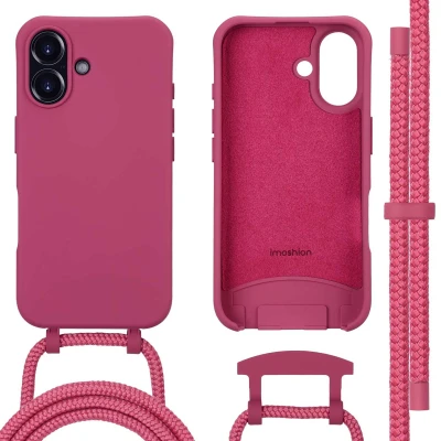 Afbeelding van Apple iPhone 16 MagSafe Hoesje Siliconen en TPU (zacht) imoshion Softcase/Koordhoesje/Backcover Rood Telefoonhoesje Black Friday Deals
