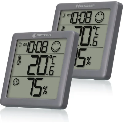 Afbeelding van Bresser Weerstation Thermo en Hygrometer Set van 2 Grijs Voor Meting Binnenklimaat
