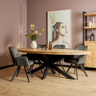 Afbeelding van Eetkamertafel Denise Eettafel ovaal mangohout 240 cm