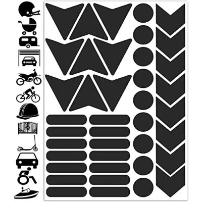 Afbeelding van Biomar Labs® 40 stks Hoge Zichtbaarheid Waarschuwing Reflecterende Stickers Kit Decals Zwart Reflector Zeer Nacht Veiligheid Universele Zelfklevende D 46