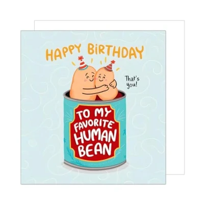 Afbeelding van Edition Seidel Premium vierkante verjaardagskaart met envelop. Wenskaart Happy Birthday Billet kaart voor man vrouw menselijke bean grappige humor (GQ328 SW024)