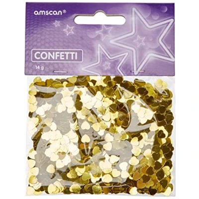 Afbeelding van Amscan INT37009 19 Confettihart, 14 g, goud, strooidecoratie, tafeldecoratie, verjaardag, bruiloft
