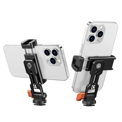 Afbeelding van K&amp;F Concept mobiele telefoon statiefadapter, met 2 koude schoenen, voor iPhone 15/14/13, Sumsung, Xiaomi, statiefhouder telefoon, 360 graden draaibaar