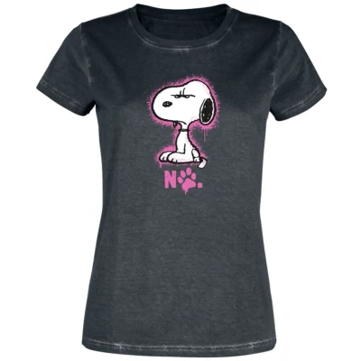 Afbeelding van Peanuts Snoopy No T shirt zwart XXL Dames