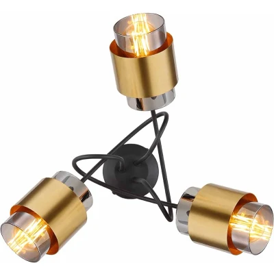 Afbeelding van Globo Plafondlamp Milley zwart met goud 3 lichts 15560 3D