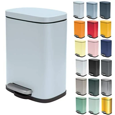 Afbeelding van Spirella Pedaalemmer Venice ijsblauw 5 liter metaal L21 x H30 cm soft close toilet/badkamer Pedaalemmers