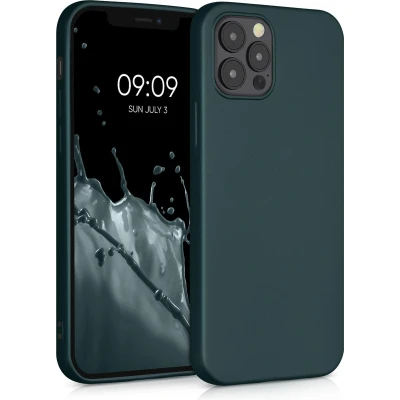 Afbeelding van kwmobile telefoonhoesje geschikt voor Apple iPhone 12 / Pro Hoesje smartphone Back cover in metallic petrol