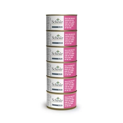 Afbeelding van 6x85g In Gelei Kipfilet met Ham Schesir Kattenvoer