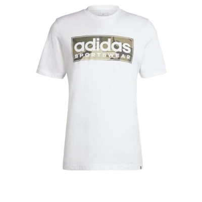 Afbeelding van adidas Heren Camo Linear Graphic Tee, White, S Tall