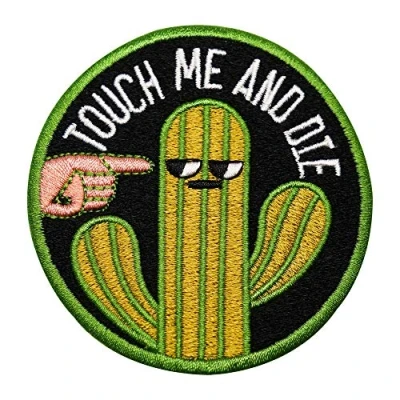 Afbeelding van Finally Home Kaktus Touch me and die Patch zum Aufbügeln Patches, Bügelflicken, Flicken, Aufnäher