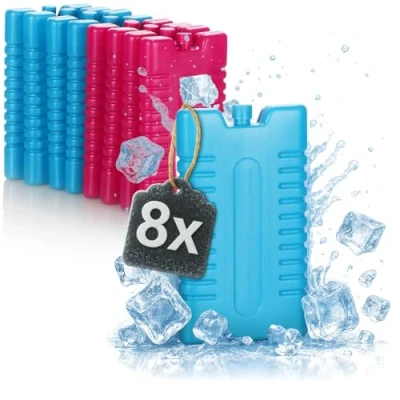 Afbeelding van COM FOUR® 8x cool pack voor koeltas koelelementen koelbox packs huishouden en vrije tijd 220 ml (blauw/roze)