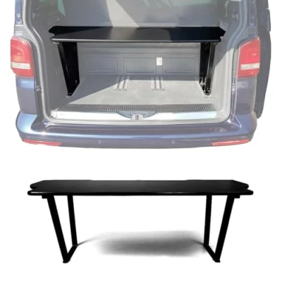 Afbeelding van Omac Multiflexboard, opvouwbaar, compatibel met VW T5/T6 Multivan 2003 2021, bedverlenging, zwart