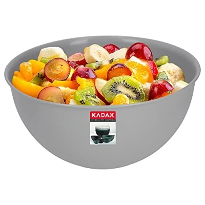 Afbeelding van KADAX Kom van kunststof, slakom, stapelbare mengkom, plastic kom, keukenkom, ronde serveerschaal voor keuken, salade, deeg, vaatwasmachinebestendig (5 l, grijs)