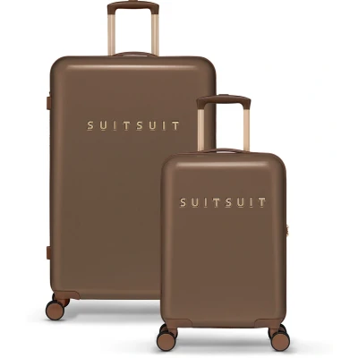 Afbeelding van SUITSUIT Fab Seventies Kofferset 2 delig Handbagage 55cm Ruimbagage koffer 76cm TSA Slot Bruin