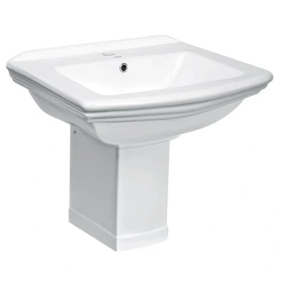 Afbeelding van Kerra Kleopatra hangende wastafel met sifonkap 60x47cm wit