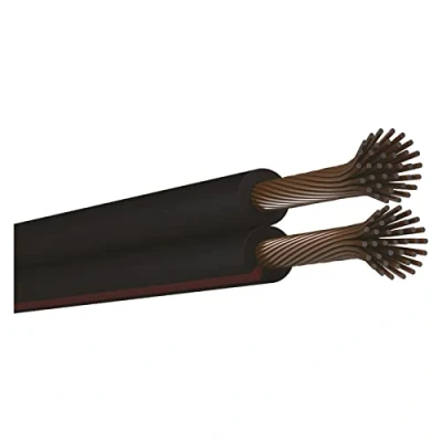 Afbeelding van EMOS S8293 koperen kabel 2 x 1,5 mm2, 100 meter tweedraadsleiding van CCA voor laagspanning, zwart met polariteitsmarkering