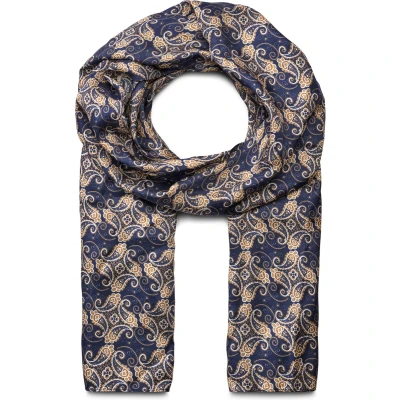 Afbeelding van Zijden sjaal met blauw en goud paisleymotief