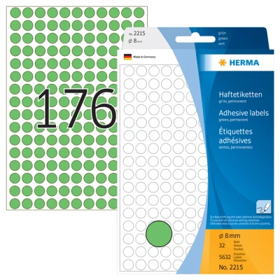 Afbeelding van Etiket HERMA 2215 rond 8mm groen 5632stuks