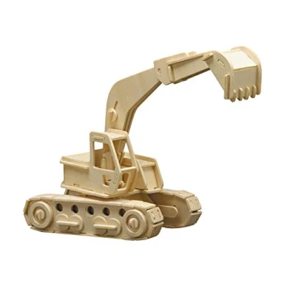 Afbeelding van Pebaro 863/7 houten bouwpakket graafmachine, 3D puzzel, bouwvoertuig, modelbouwset, knutselen met hout, knutselset, voorgesneden plaat, breken, in elkaar steken, klaar,