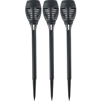 Afbeelding van 3x Buitenlamp/tuinlamp Fakkels met vlameffect 48 cm zwart op steker