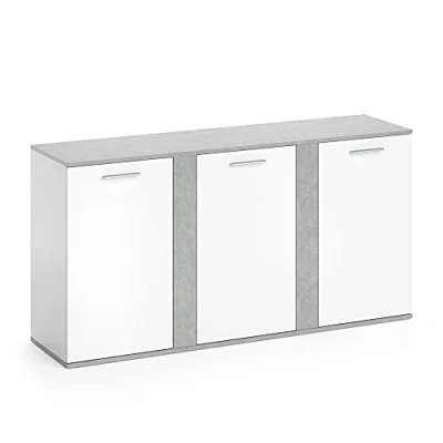 Afbeelding van Vicco Sideboard &quot;Novelli&quot;, Beton/Wit, 155 x 80 cm met deuren
