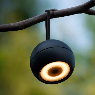 Afbeelding van Lucide LUNEX Oplaadbare Wandlamp Binnen/Buiten Accu/Batterij LED Dimb. 1x2W 3000K IP54 Magnetisch Zwart