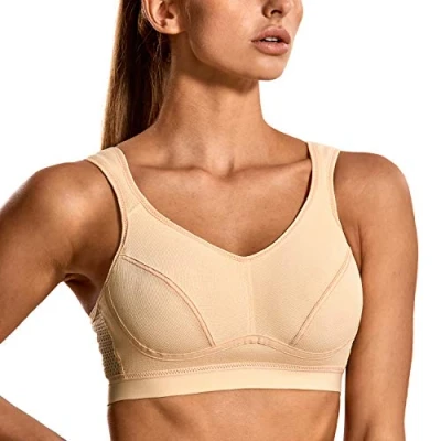 Afbeelding van SYROKAN High Impact Support Wirefree Bounce Control Plus maten Workout sportbeha Voor Dames Beige 80C