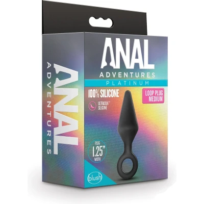 Afbeelding van Blush Buttplug Anal Adventures Platinum Silicone Loop Plug Medium Black Zwart