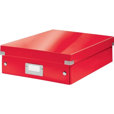 Afbeelding van Leitz WOW Click &amp; Store Kleine Kartonnen Opbergdoos Met Deksel Ruimtebesparende Sorteerdoos Vakjes 22 x 10 28.2 Cm (BxHxD) Ideaal voor Kantoor en Thuiswerken/Thuiswerkplek Paars