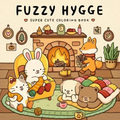 Afbeelding van Fuzzy Hygge: Cute and Cozy Coloring Book for Adults &amp; Teens Featuring Adorable Animals Characters Stress Relief