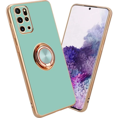 Afbeelding van Cadorabo Hoesje geschikt voor Samsung Galaxy S20 PLUS in Glossy Turquoise Goud Beschermhoes Camerabescherming